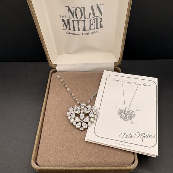 Vintage Nolan Miller Glamour Collection True Love Heart Floral Crystal Necklace - Picture 1 of 7